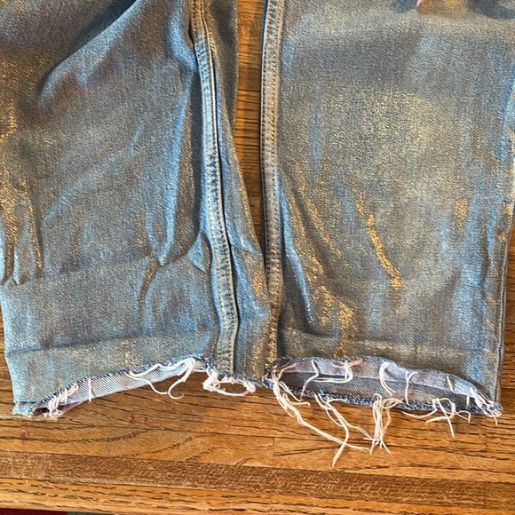 VINTAGE TOPSHOP SILVER PAINTED JEANS 30-36 - Picture 12 of 13